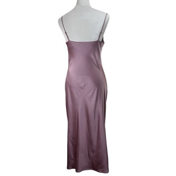 Express Satin Slip Dress Mauve Pink Cowl Neck Midi w/ Side Slit Women’s Small - Picture 6 of 10
